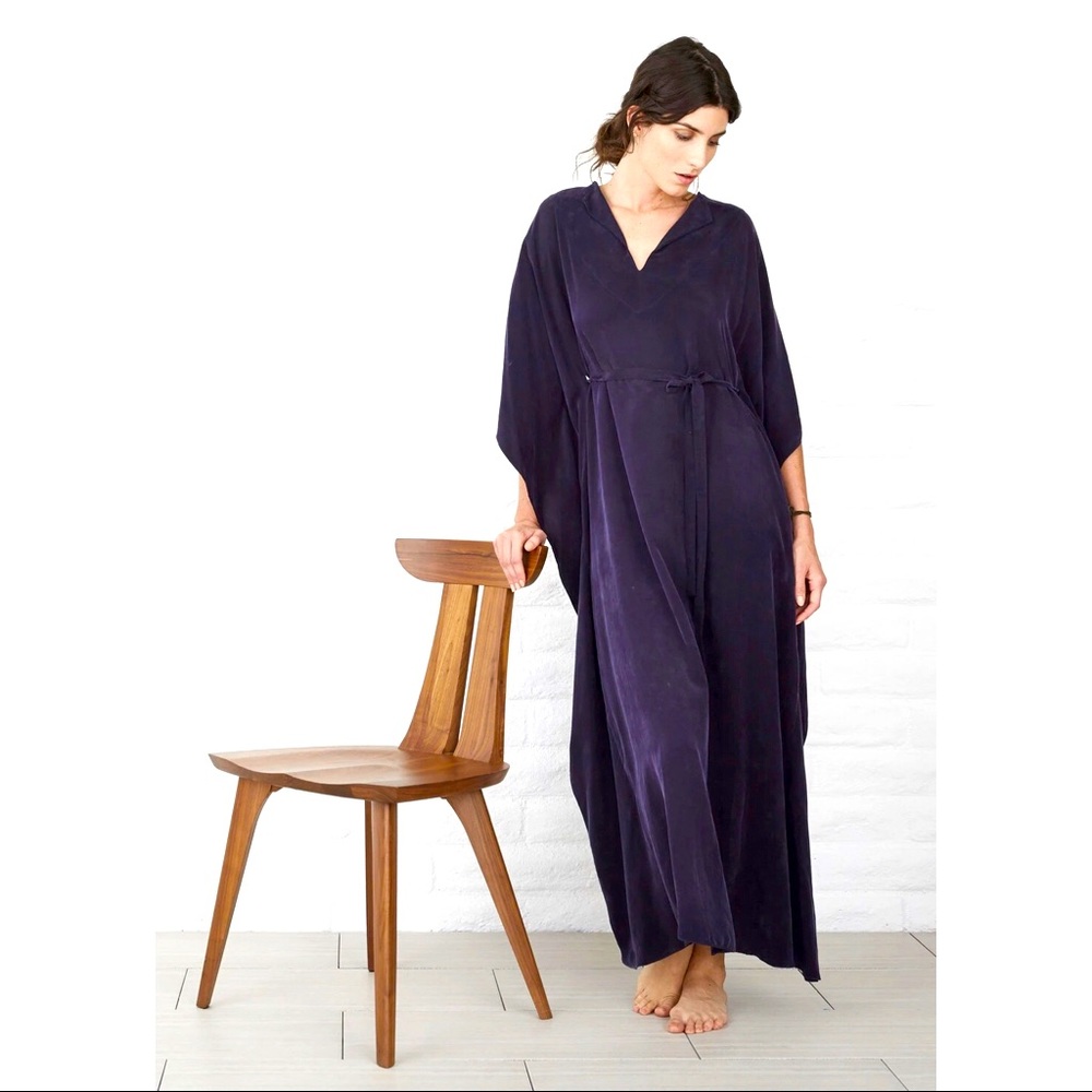 ocean+main | Navy Cupro Long Caftan